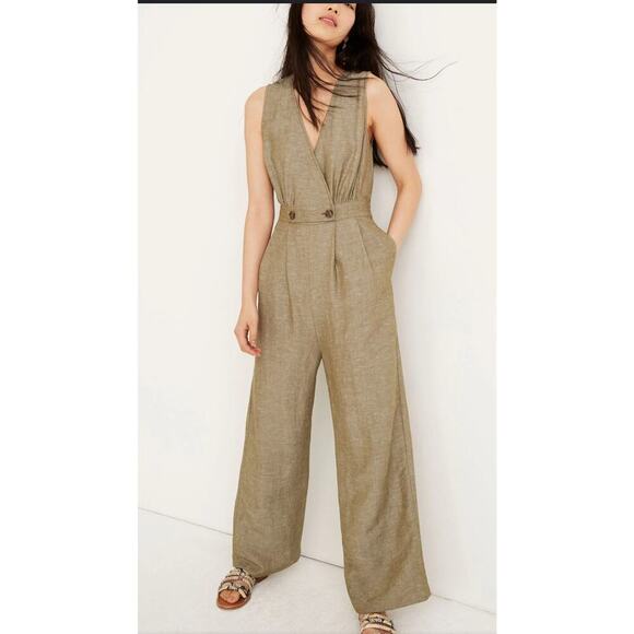 Madewell Linen Button-Waist Wide-Leg Jumpsuit - Picture 4 of 8